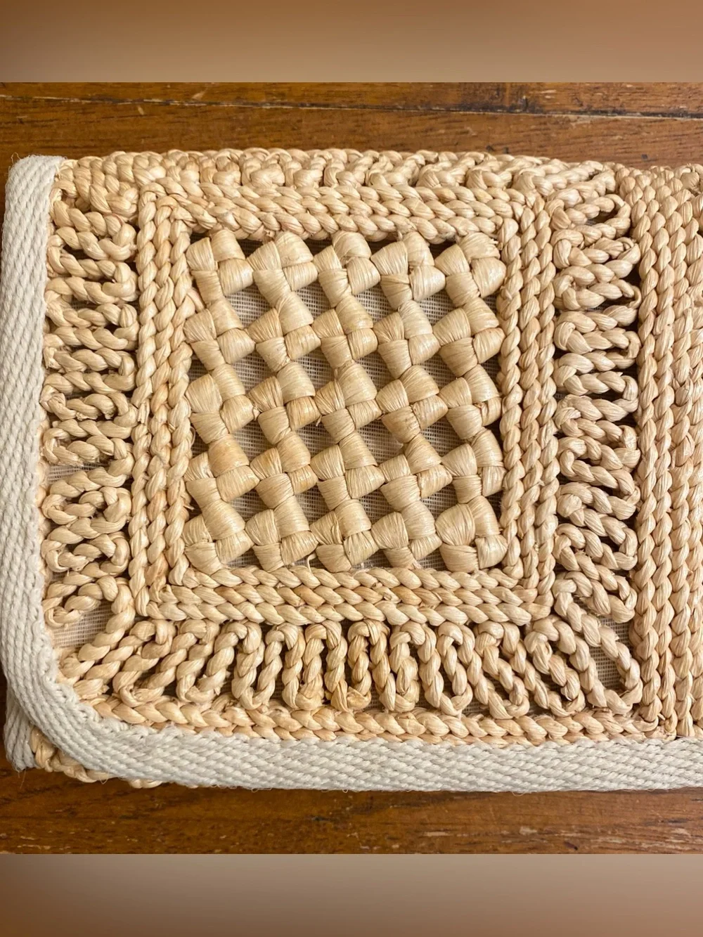 VTG 70s Italian Woven Straw Raffia Clutch Bag The Bon Marche Made In Italy Boho